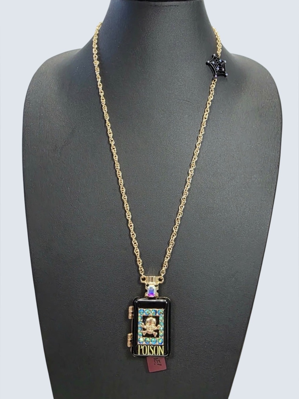 BETSEY JOHNSON 2026 Halloween Poison Bottle Pendant Locket Long Necklace NEW NWT
